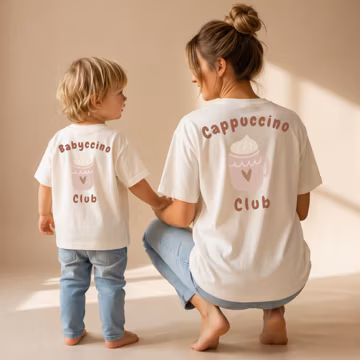 Partner Look T-Shirt “Babyccino Club” – Matching Set Mama & Mini – Mother Child Outfit – Family Matching – Gift for Mom Baby