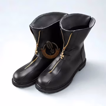 Dante DMC 3 Inspired Cosplay Boots ,Handmade Black Leather Anime ,Custom Devil Hunter Costume Shoes for Men & Women