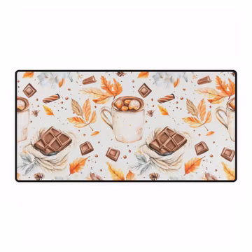 Hot Cocoa and Chocolate Desk Mat | Fall Leaves Mouse Pad