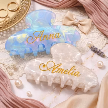 Personalized Engraved Hair Claw Clip, Custom Name Acrylic Hair Clip, Bridesmaid Gift, Wedding Favor