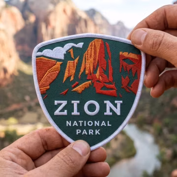 Zion National Park Embroidered Patch, Utah Canyon Landscape Iron-On Sew-On Badge, Hiking Travel Souvenir #3