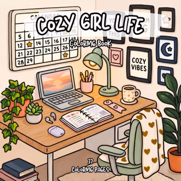 Cozy girl life coloring woman lifestyle coloring book soft girl home life coloring women day gift hygge coloring relaxing adult coloring