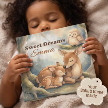 Personalized Baby Bedtime Book with Name, Custom Forest Animals Sleep Story, Good Night Book for Toddlers 0–3, First Birthday Gift