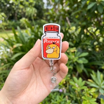 Funny Pain Relief Duck Acrylic Badge Reel, Meme Cartoon Duck Retractable ID Holder, Cute Parody Nurse Badge Clip Gift