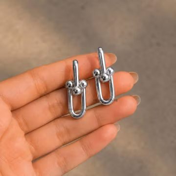 Hardware Large 14K Yellow Gold Link Earrings, Bold Statement Link Earrings, Gold Cable chain link Earrings, Elegant Unique Earring For Wife