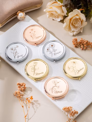 Personalized Compact Mirror, Custom Engraved Pocket Makeup Mirror, Bridesmaids Wedding Favors Gifts, Bridal Shower Gift, Gift For Mom.