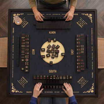 Professional Mahjong Mat with Instructions - Board Game Table Mat - Non-Slip Game Night Table Protector - Gift for Mahjong Players & Hosts