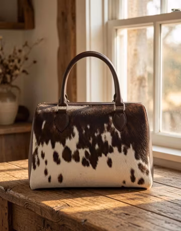 Handmade Cowhide Hair-On Tote Bag | Cow Print Leather Handcrafted Hide Bag