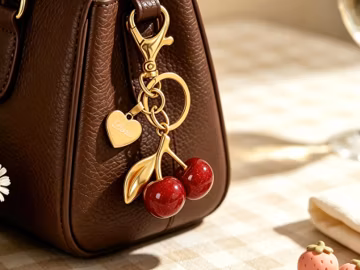Personalized Name Cherry Bag Charm – Cute Fruit Keyring, Summer Keyring Gift, Gift For Her, Group Gifts