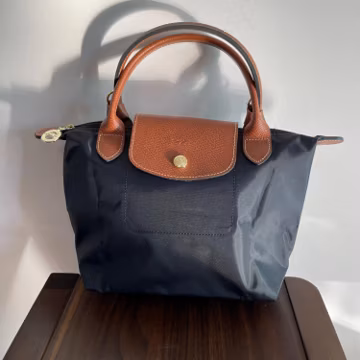 Vintage Black Polyamide Canvas Mini Tote Bag – Leather Handles, Gold-Tone Hardware