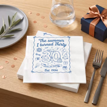 Custom 30th Birthday Napkins The Summer I Turned Thirty Paper Napkins Summer Beach Birthday Cocktail Napkins