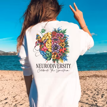 Neurodiversity Floral Brain PNG, Watercolor Autism Awareness Graphic (Digital Download)