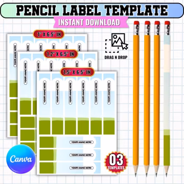 Pencil Wrap Canva Editable Template, Pencil Label Template, Pencil Wrap Sublimation Template, Back to School Pencil Wrapper, Canva Mockup