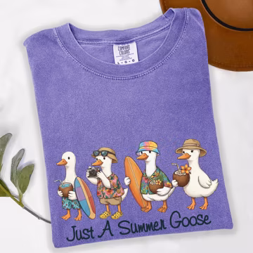 Just A Summer Goose T-Shirt, Funny Goose Shirt, Cute Duck Beach Tee, Tropical Summer Shirt, Vintage Beach Life Apparel