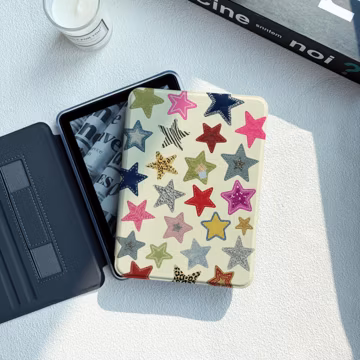 Kobo Kindle Case, Detachable Clear Back, Back Magnetic Cover, Star Pattern Ereader Case, Protective Folio Cover