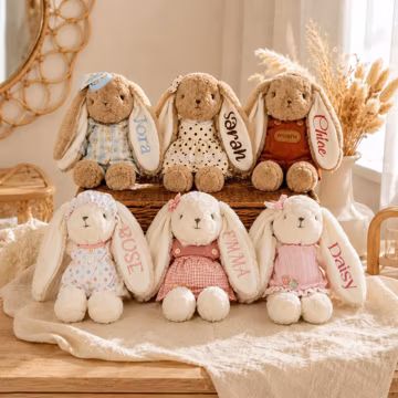 Personalized Newborn Keepsake Bunny Plush,Custom Name Rabbit Stuffed Animal,Baby Shower Gift,New Baby Lovey