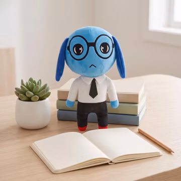 Animal Hospital Ron Plush Toy 26cm, Cute Ron from Accounting Stuffed Bunny, Horror Game Fan Collectible Stuffy, Creepy Cute Gamer Gift