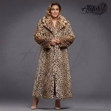 Leopard Print Faux Fur Maxi Coat | Glamour Winter Overcoat Vintage Classic look