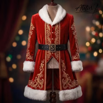Luxury Exquisite -Velvet Fantasy Coat, Faux Fur Trim, Gold Celtic Embroidery Jacket