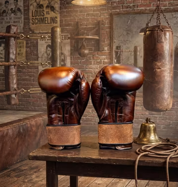 Vintage Cowhide Leather Boxing Gloves – Professional Sparring, Heavy Bag Training Gear