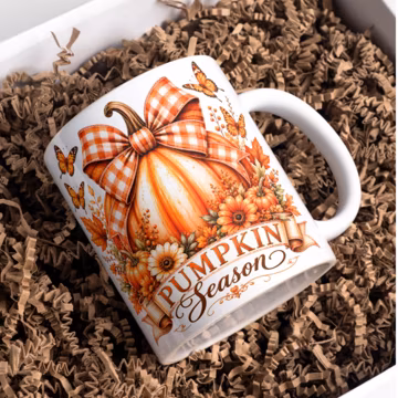 Fall Pumpkin Mug Wrap PNG 11 oz & 15 oz Coffee Mug Wrap Mug Wrap Template Autumn Mug Wrap Png Coffee Cup Sublimation Design Digital Download