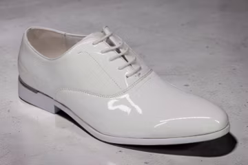 Men's Handmade Shiny Patent White Leather Oxford Shoes | Leatherley