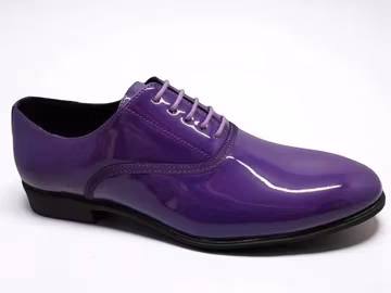 Men's Handmade Shiny Patent Purple Leather Oxford Shoes | Leatherley