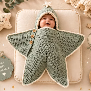 Hooded Star Baby Blanket Crochet Pattern PDF | Newborn Swaddle Cocoon Pattern | Easy Baby Shower Gift | Instant Download | Crochet Baby Wrap