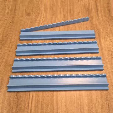 20 Inch Blue Mahjong Racks | Set of 4 Real Wood Tile Racks with Magnetic Scalloped Pushers | Other Colors Available | Mah Jongg Racks