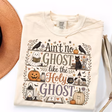 Comfort Colors Christian Halloween Shirt, Cute Holy Ghost Faith Gift