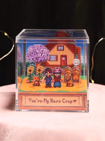 Customizable Stardew Valley 3D Cube Diorama | Couple Anniversary, Valentines Box, Gift for Couple, Personalized Merch