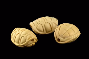 20x12MM Natural Yellow Boxwood Handcrafted Engraved Beads Turtle Shell Carved Beads Loose Beads 2 Beads (50822-250)