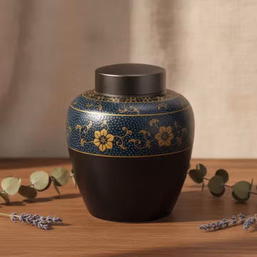Ceramic Urn with Floral Patterns Elegant Modern Design for Memorial Ashes Home Decor Tribute