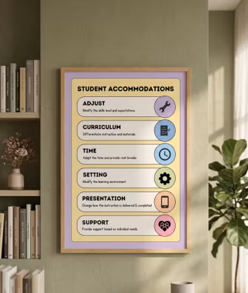 Student Accommodations Poster, Inclusion Infographic, Special Education Teacher Decor (Digital Download)