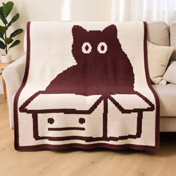 Cat on Book Overlay Mosaic Crochet Blanket Pattern PDF, Reading Cat Afghan Chart, Book Lover Throw, Digital Crochet Pattern