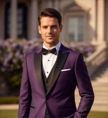 Purple Tuxedo Suit for Men, 3 Piece Wedding Suit, Black Shawl Lapel Formal Suit, Groom Tuxedo, Prom Suit, Slim Fit Evening Suit,