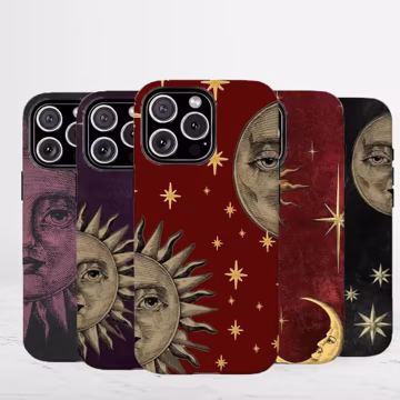 Vintage Sun Moon Celestial Phone Case, Gothic Astrology Protective Cover For iPhone And Samsung