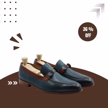 Men's Two-Tone Leather Loafers, Green Brown Slip-On Dress Shoes