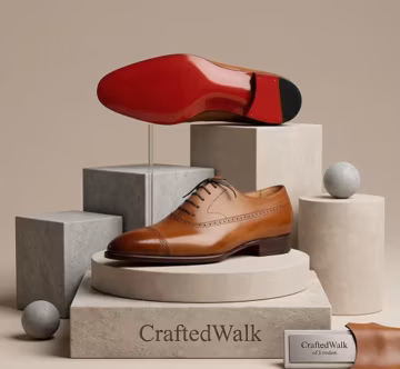 Men's Tan Leather Brogue Oxfords, Christian Louboutin Style Red Bottoms, Wedding Cap Toe