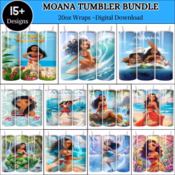 Moana Tumbler Wrap Bundle: 20oz Skinny Tumbler PNG Designs Digital Downloads