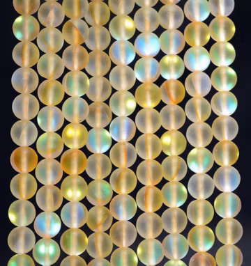 8MM Yellow Frosted Matte Mystic Aura Quartz Round Loose Beads 15 inch Full Strand (80006738-498)