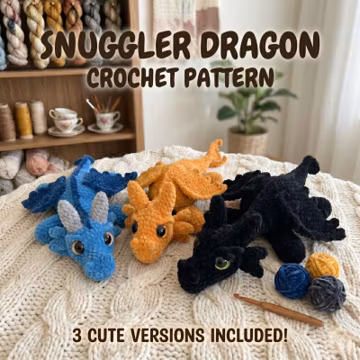 Crochet Dragon Pattern Morningstartail Feathertail Daggertail 3-in-1 Dragons Download Amigurumi PDF Stuffed Animal Dragon Plushie Baby