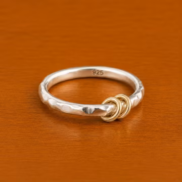 Minimalist 925Sterling Silver Knot Ring, 925 Hammered Ring, Dainty Stacking Ring, Handmade Everyday Jewellery Gift for Women, Beautiful Ring