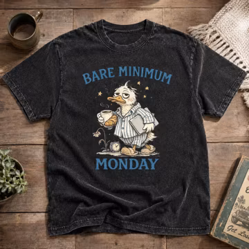 Bare Minimum Monday Shirt, Funny Duck Coffee Tee, Lazy Morning Graphic T-Shirt