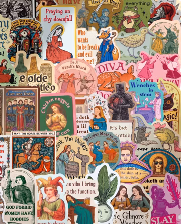 50pcs Medieval Meme Stickers, Sarcastic Renaissance Quote Decals, Waterproof Vinyl For Laptop Kindle Insert, Unhinged Gen Z Gift