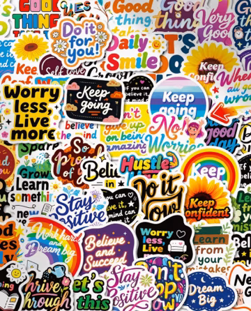 56pcs Positive Affirmations Stickers, Motivational Quote Decals, Waterproof Vinyl For Kindle Insert Bujo, Mental Health Soft Girl Gift