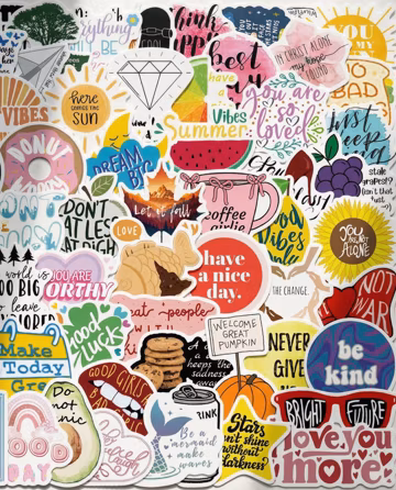 50pcs Positive Quotes Sticker Pack for Kindle, Aesthetic Bullet Journal Decals, Girly Kawaii Stickers