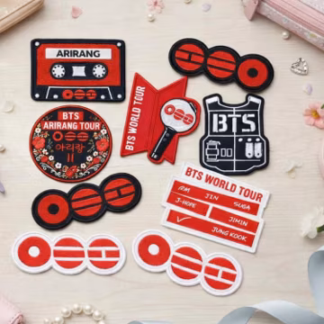 BTS World Tour Embroidered Patches, Kpop Arirang Concert Badges, Iron-On Jacket Bag Appliques