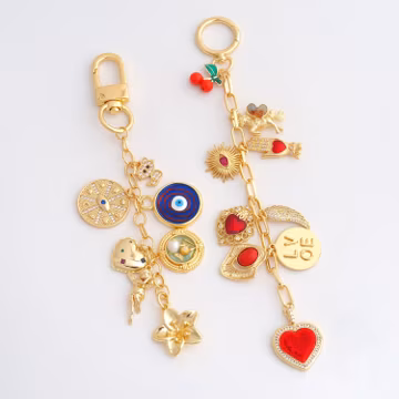 Custom 18K Gold Filled Bag Charms,Build a Keychain,Make Your Own Keychain, Purse Chain Accessory, DIY Personalized Bag Keychain