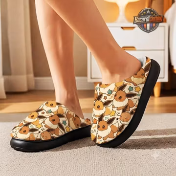 Eevee House Slippers, PKM Eevolution Slippers, Cute Anime House Shoes, Pkm Eevee Slippers, Gift For Pkm Lovers